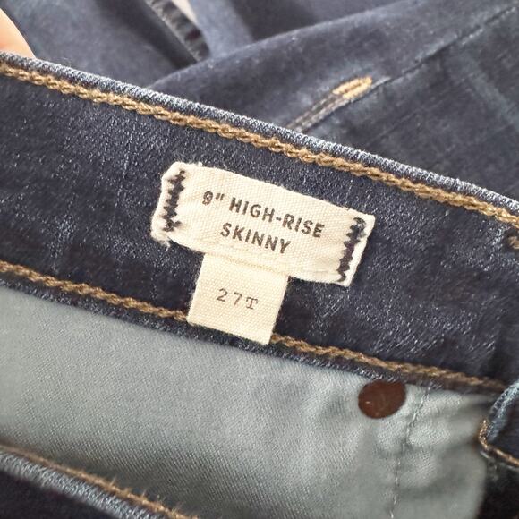 MADEWELL High Rise Skinny Jeans Button Front Dark Wash 27 Tall - Picture 9 of 10